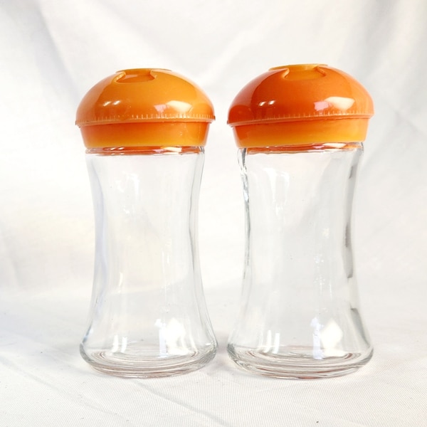 Vintage orange salt and pepper MCM 60s 70s retro kitchen ware