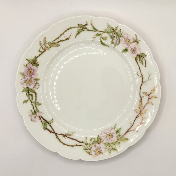 antique Limoges Haviland plate rose and thorn pattern dessert bread trinket 7" artist signed 1906