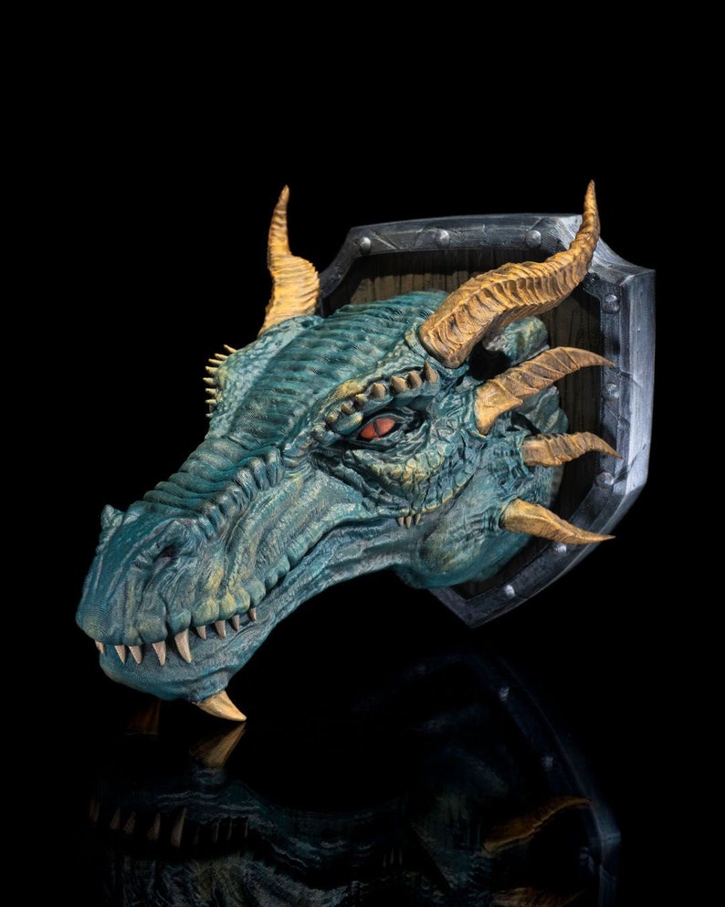 Western Dragon Head Trophy - Exquisite 3D Printed Fantasy Decor - Ready ...
