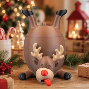 Rentier-Süßigkeitenschale, lustige Weihnachtssüßigkeitenschale, Rentier-Süßigkeitenhalter mit roter Nase, festliche Tischdekoration, Standard oder XL