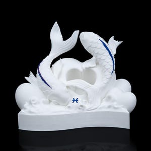Pisces Statue | Hand-Painted Astrology Decor | Unique Horoscope Gift
