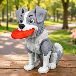 Articulated Border Collie Figurine, Flexible 3D Printed Fidget Dog Toy, Custom Color Desk Decor, Gift for Dog Mom & Collie Lover