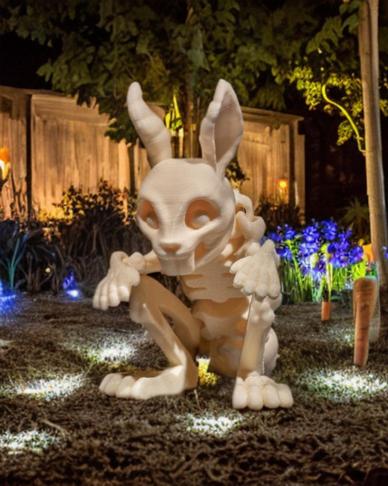 Halloween Skeleton Rabbit Figurine - Spooky Articulated Pet Collectible ...