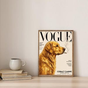 Golden Retriever Vogue Cover Poster, Fashion Dog Wall Art, Magazine Style Print image 5