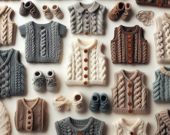 Babies Cardigans and sweater DK/Double Knit Sizes: 12-22" Premature to 2 Years, PDF Knitting Pattern instant download