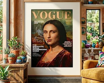 Mona Lisa Vogue Cover Print, Modern Renaissance Art, Vintage Style Wall Decor (Digital Download)