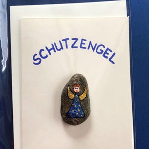 Schutzengel Engel handbemalte Steine Unikate Glücksbringer Stoneart Geschenkidee Karte Glückwunsch Taufe Geburt Konfirmation Kommunion