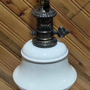 Vintage, Mid Century, Brass and Milk Glass, Table Lamp
