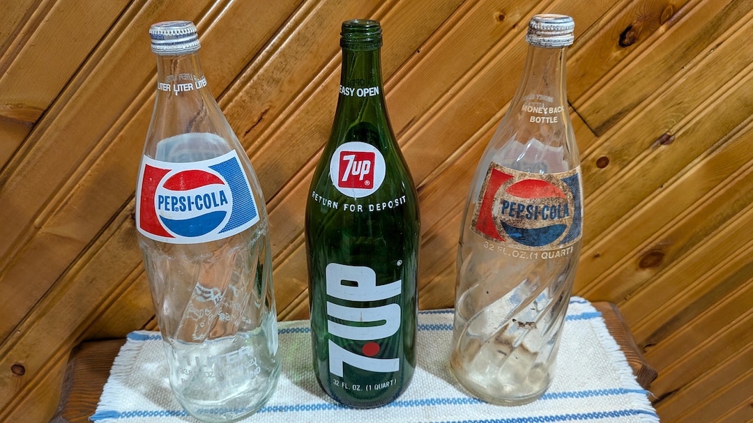Vintage, 1 Qt, Glass, Pop Bottles, 1 Liter, Pepsi, 1 Qt Pepsi, 1 Qt 7up -  Etsy