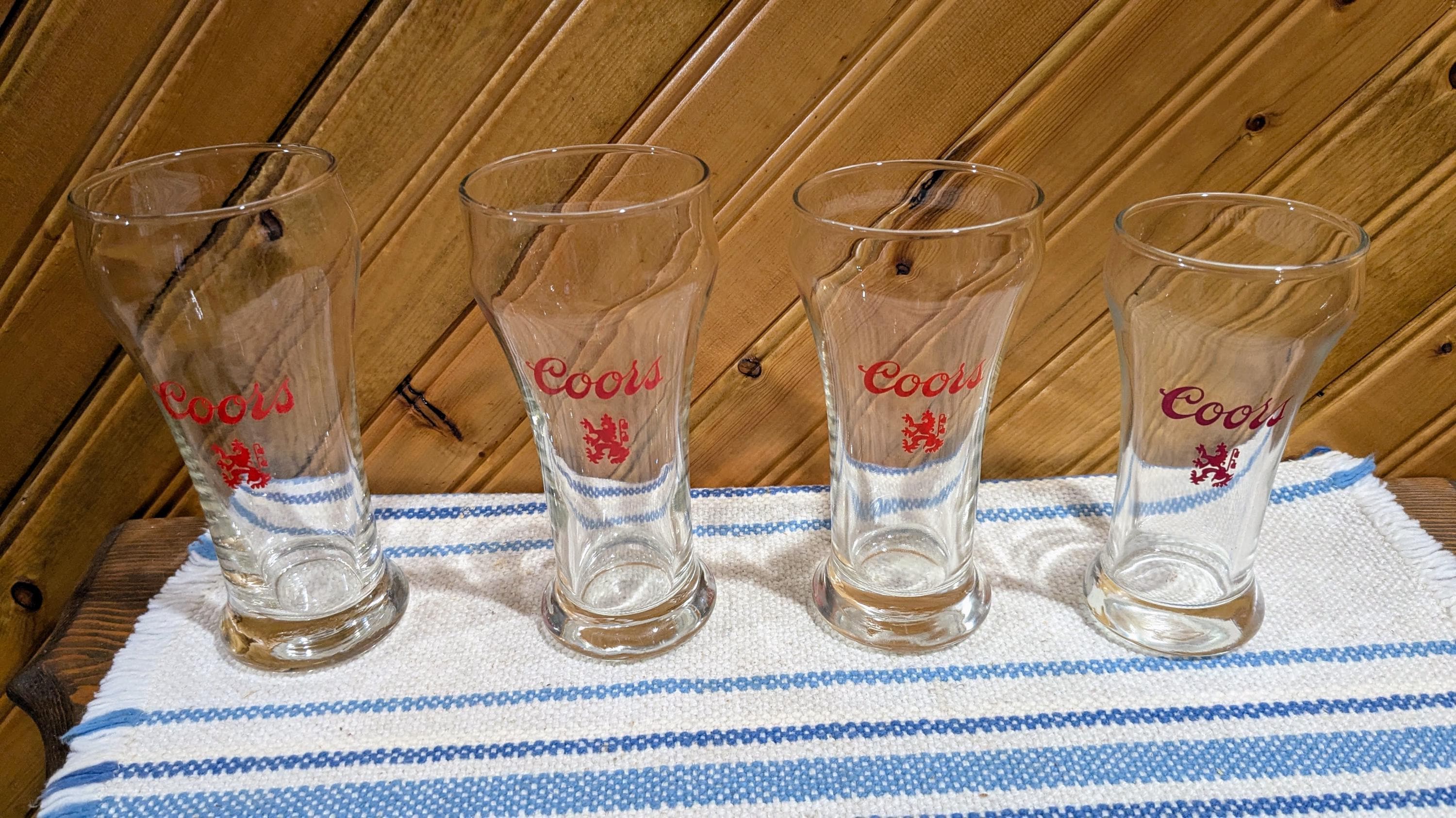 Vintage, Coors Beer, Sham Style, Beer Glass, Red Griffin Lion, Pilsner Glasses