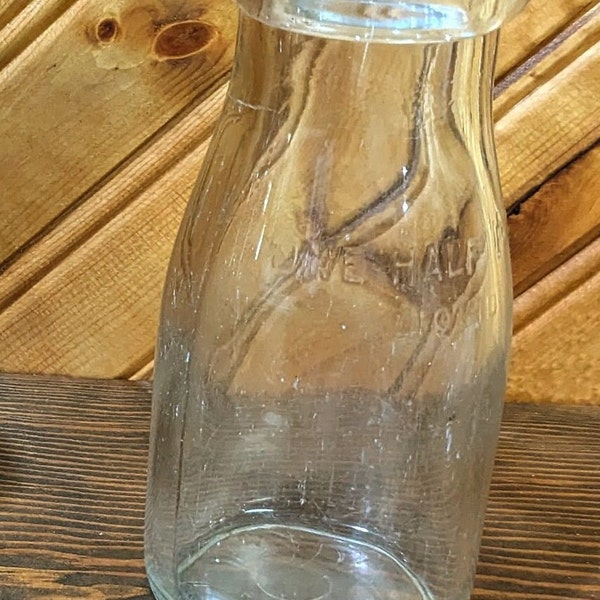 Vintage Clear Half Pint Milk Bottle