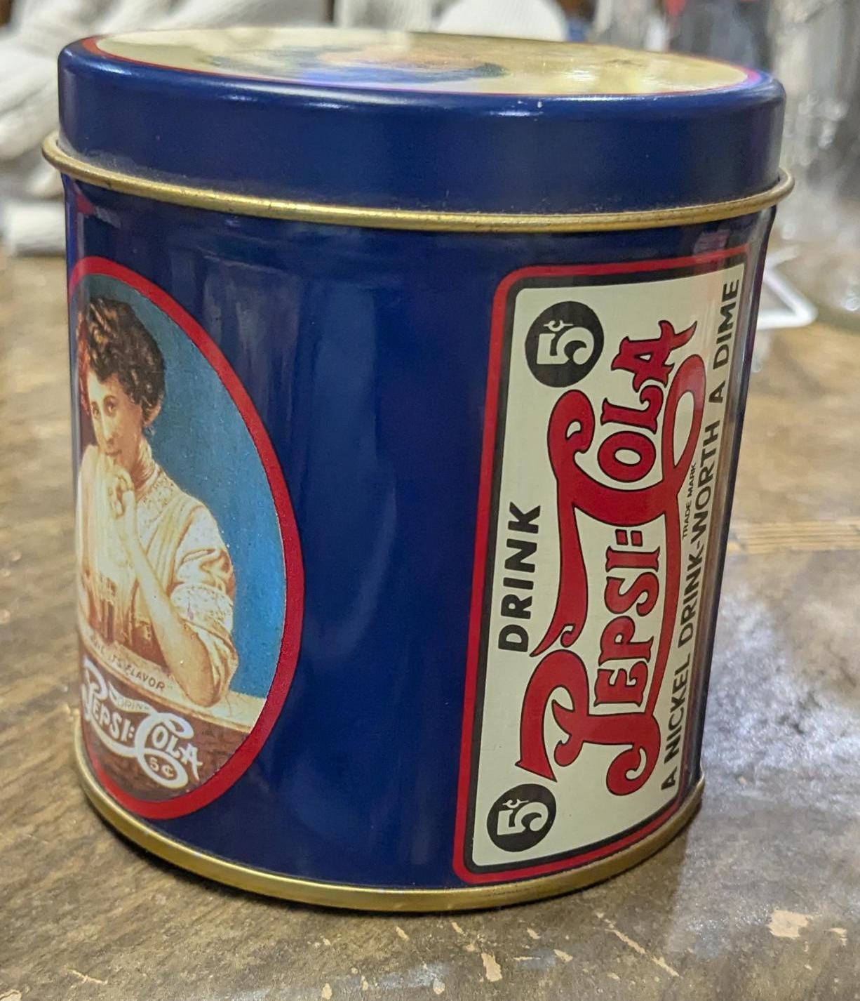Vintage, Pepsi-cola Tin, A Nickel Drink Worth a Dime, the Tin Box
