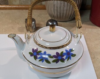 Vintage, MCM, Electric Tea Pot ,Made In Japan maruka minamiyama seitosho, With Blue Flowers