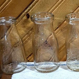 Vintage, Hard to Find, Half Pint, Printed Milk Bottles,