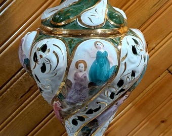 ヴィンテージ 磁器 イタリア製 カポディモンテ ランプ オリジナル