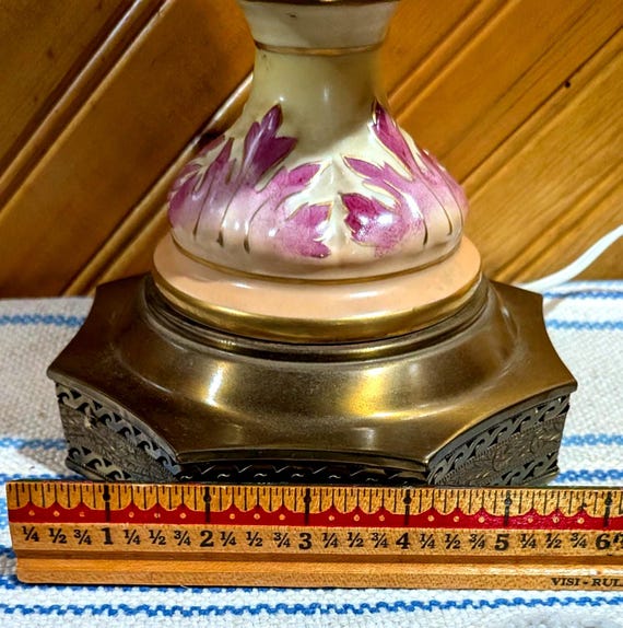 Vintage, 1940s, Floral, Porcelain, Urn Table Lamp, Victorian