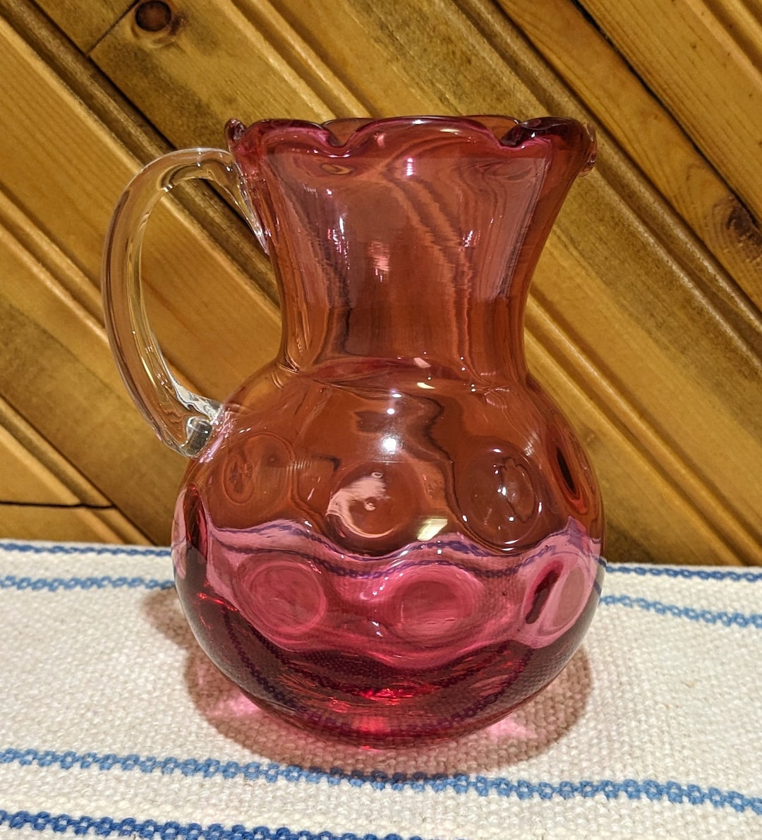 Vintage, Fenton, Cranberry or Colonial Pink Art Glass, Coin Dot