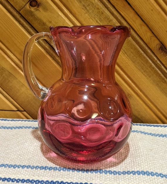 Vintage, Fenton, Cranberry or Colonial Pink Art Glass, Coin Dot