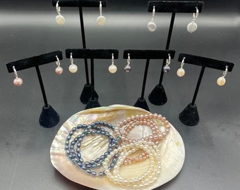 Sterling Silver Freshwater Pearl Lever Back Earring