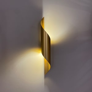 Gold Brass Sconce, gold wall lamp, modern sconce, bedroom wall lamp, bronze sconce, unique sconce, pipe sconce, contemporary wall lamp