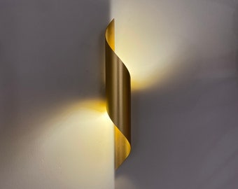 Gold Brass Sconce, gold wall lamp, modern sconce, bedroom wall lamp, bronze sconce, unique sconce, pipe sconce, contemporary wall lamp