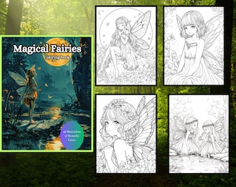 Libro da colorare delle fate magiche: 38 illustrazioni fantasy (file PDF)