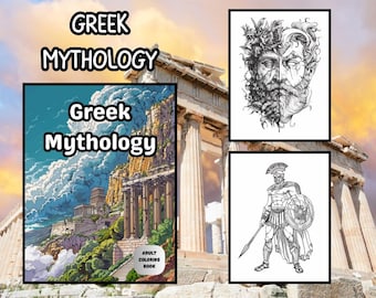 Mitología griega - Libro para colorear: 40 imágenes de leyendas de los dioses y héroes del Olimpo