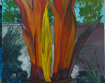 Plant of Flame, dynamic Acrylic painting