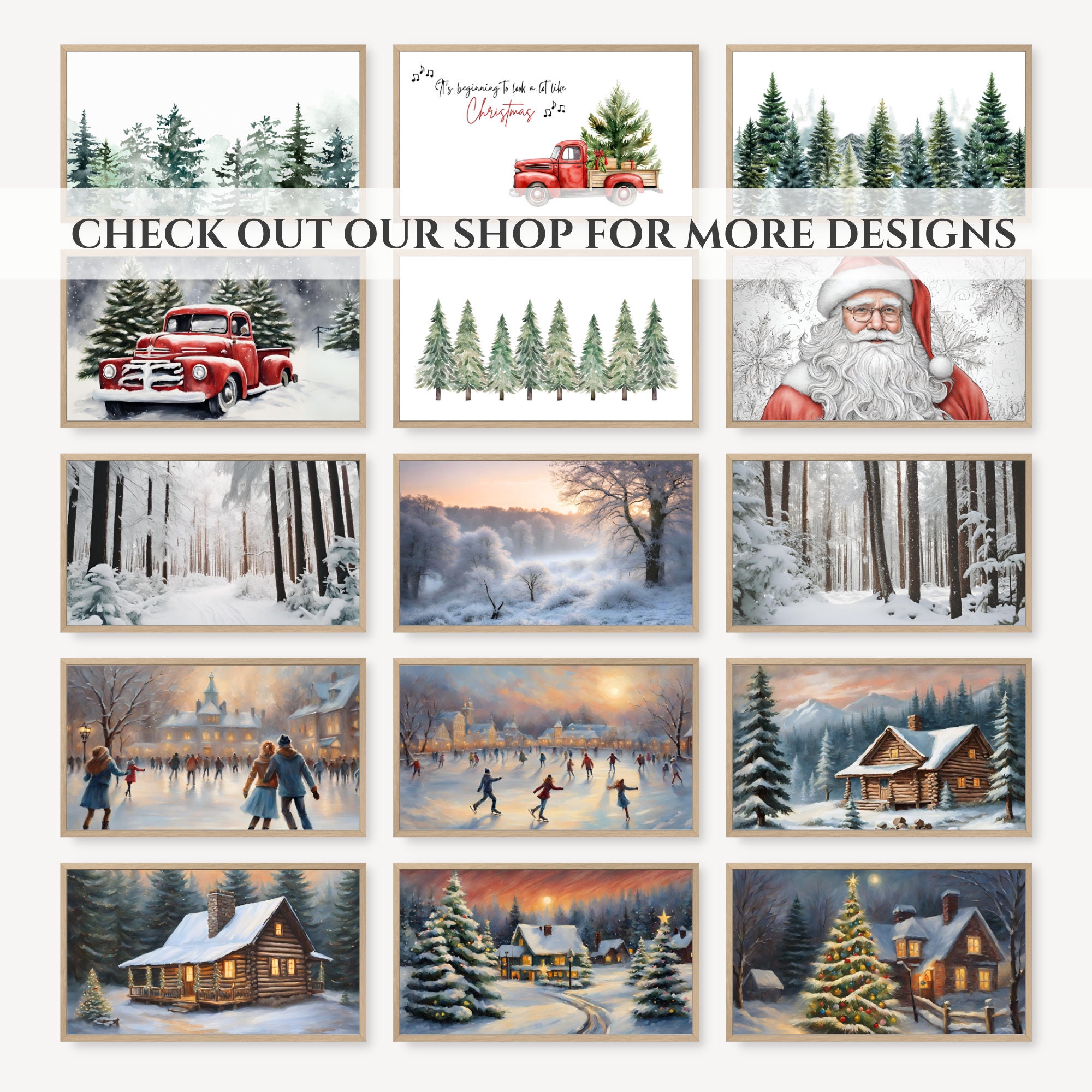 Holiday Art Frame TV Christmas Art Vintage Seasonal Frame Tv Etsy UK