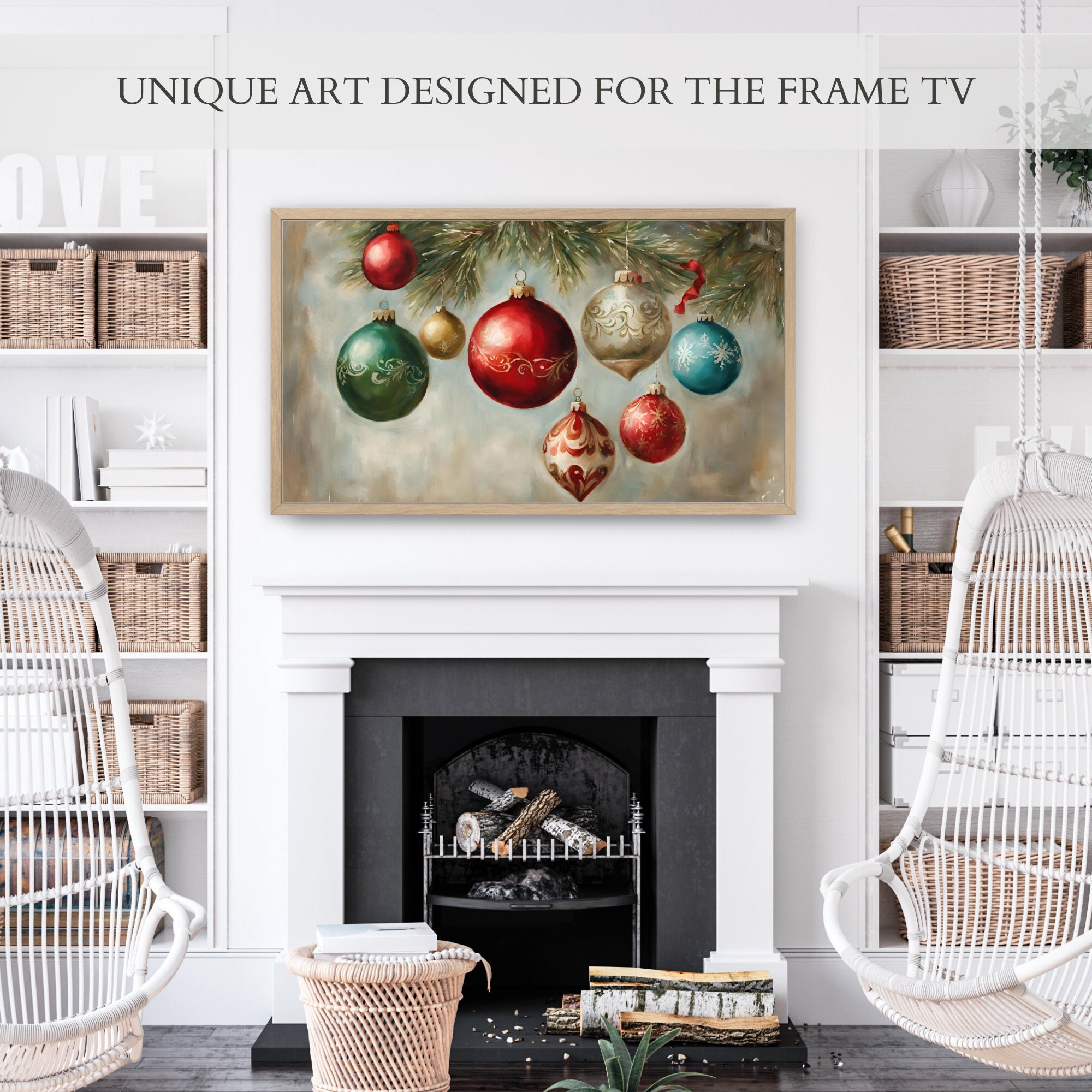 Holiday Art Frame TV Christmas Art Vintage Seasonal Frame Tv Etsy UK