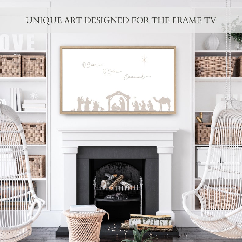 O Come Emmanuel TV Art Christmas Frame TV Art Nativity Scene Etsy