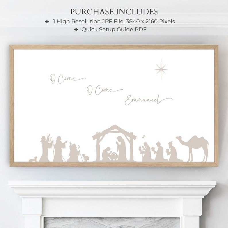 O Come Emmanuel TV Art Christmas Frame TV Art Nativity Scene Etsy