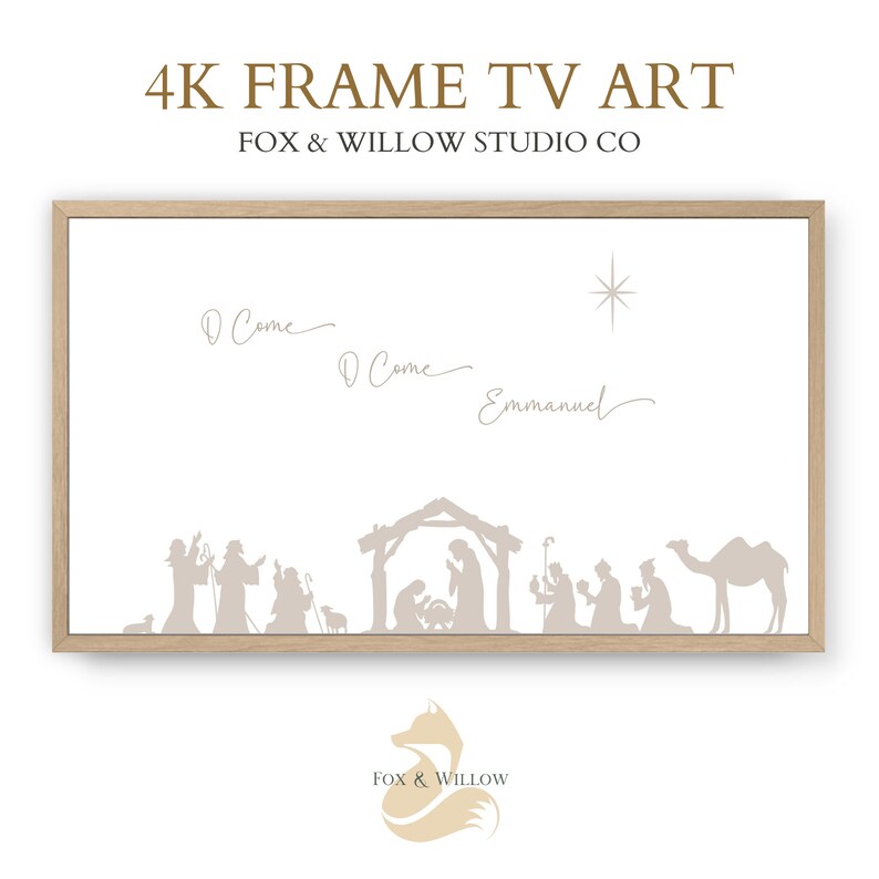 O Come Emmanuel TV Art Christmas Frame TV Art Nativity Scene Etsy