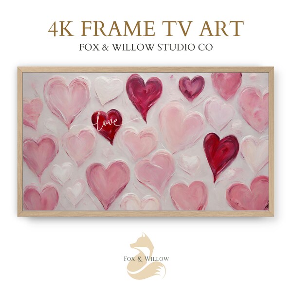 Valentines Day Samsung Frame TV Art, Valentine Frame TV, Pink Frame Tv Art, Hearts Frame Tv, Valentine’s Tv Art, Love Frame TV Art