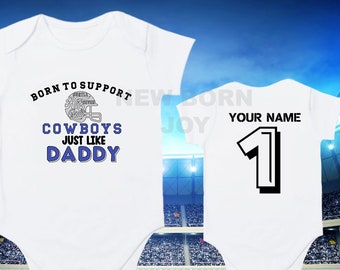 Personalized baby clothing, Cute and soft football inspired sleepsuit, personalized cowboys football vest for babies newborn gift.