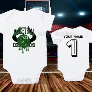 Personalized Baby Vest: Basketball Celtics, Custom Name & Number