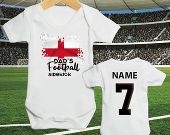 Personalized England Football Baby Sleepsuit: Custom Name Vest, Newborn Gift