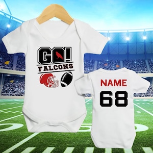 Personalized Baby Football Sleepsuit: Falcons Vest, Newborn Gift