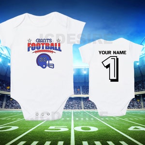 Personalized baby clothing, Cute and soft football inspired sleepsuit, personalized giants football vest for babies newborn gift.