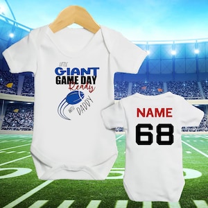Personalized baby clothing, Cute and soft football inspired sleepsuit, personalized New York Giants football vest for babies newborn gift.