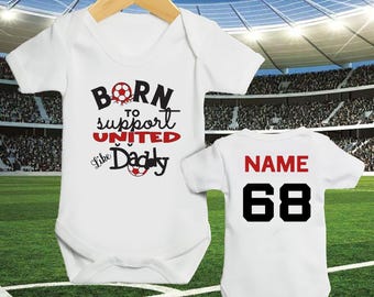 Personalized Baby Sleepsuit: Man U Football Inspired Vest, Newborn Gift