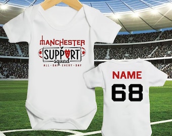 Personalized Baby Vest: Man U Football Inspired Sleepsuit, Newborn Gift