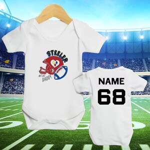 Spersonalizowana kamizelka dla niemowląt Steelers: body futbolowe, spersonalizowane imię i numer