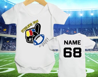 Personalized Baby Football Vest: Steelers Inspired Cotton Sleepsuit