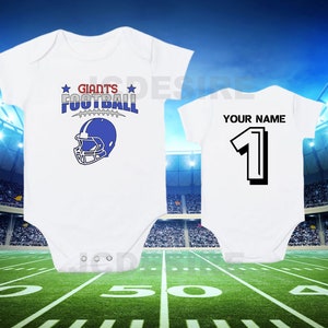 Personalized baby clothing, Cute and soft football inspired sleepsuit, personalized giants football vest for babies newborn gift.