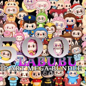 Mais de 500 Labubu Clipart Mega Bundle, Labubu PNG Bundle, Labubu Clipart, Labubu Bundle PNG, 500 Cute Cartoon Digital Download, La bubu PNG