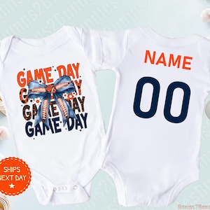 Personalized Denver Broncos baby clothing Cute Denver football inspired sleepsuit, NFL Broncos Football style gift children adults.