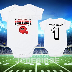 Personalized Baby Football Sleepsuit: Falcons Vest, Newborn Gift