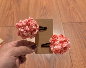 Flower puff hair clips