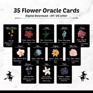 Tarjetas de Oráculo de Flores Digitales / Baraja de Oráculo Digital / Simbolismo de Flores / Baraja de Oráculo Imprimible / Tarjetas de Oráculo Espirituales